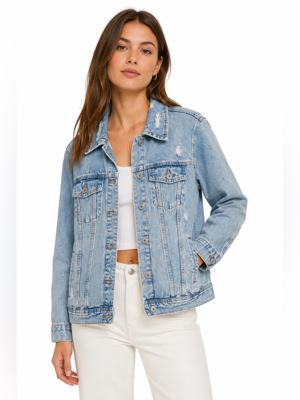 Old Navy Light Blue Distress Denim Jacket